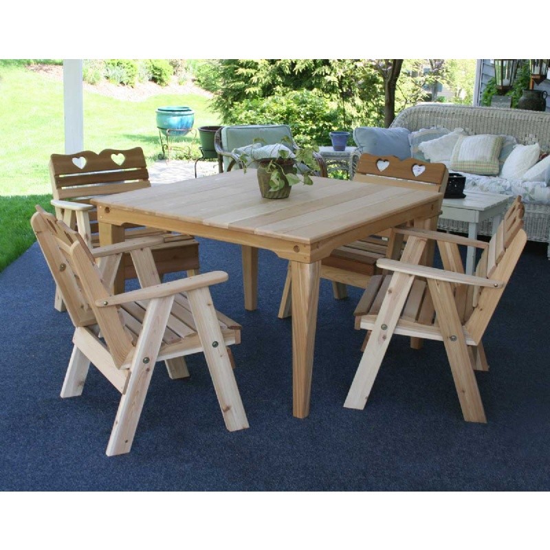 Cedar Country Hearts Dining Set Natural : Outdoor Patio Dining Sets
