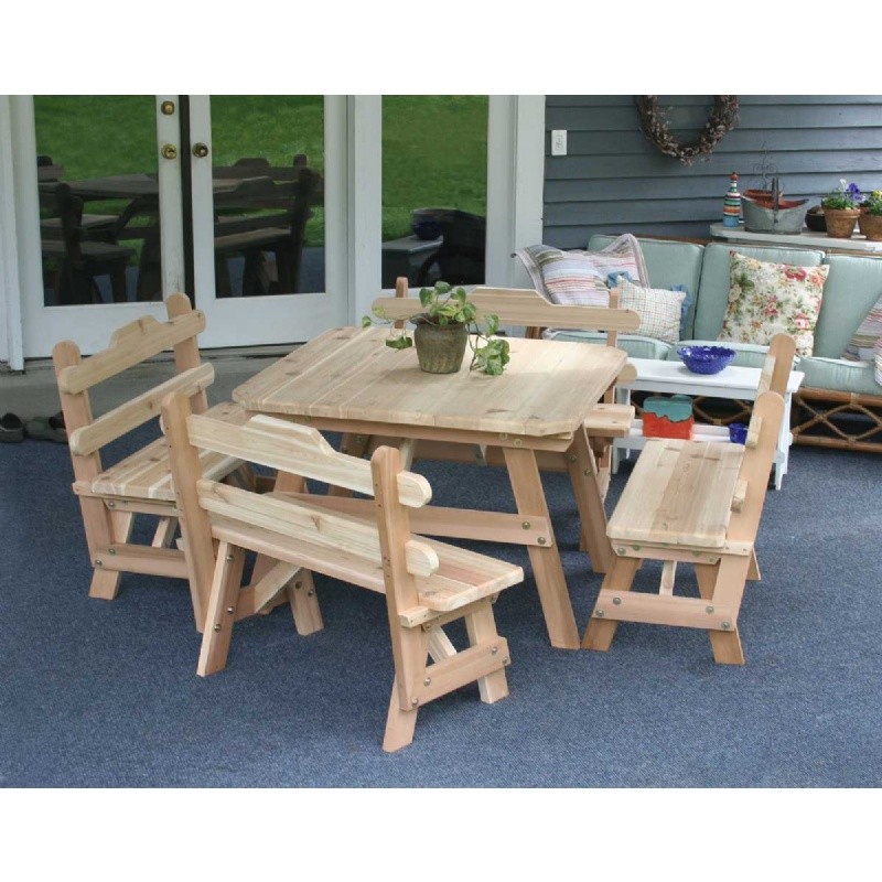 Outdoor Furniture: Outdoor Patio Dining Sets: Cedar Four Square Dining Set Natural