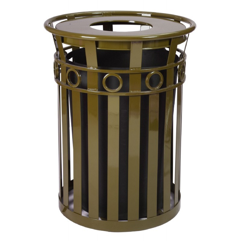 Witt Outdoor Trash Receptacle 36 Gal. Brown Steel with Flat Top