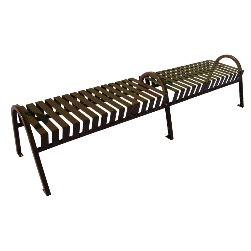 Witt Backless Outdoor Bench Brown Steel 8 Feet Curved with Center