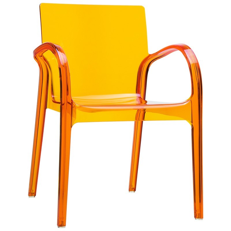 Dejavu Clear Plastic Outdoor Arm Chair Orange