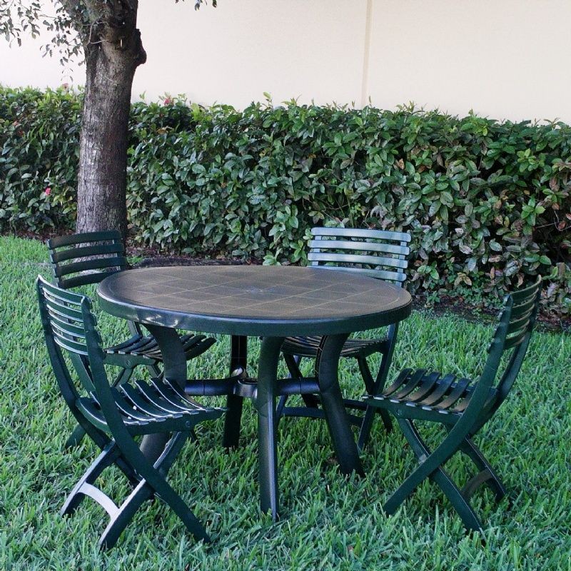 Truva Resin Outdoor Dining Set Round 5 Piece Green