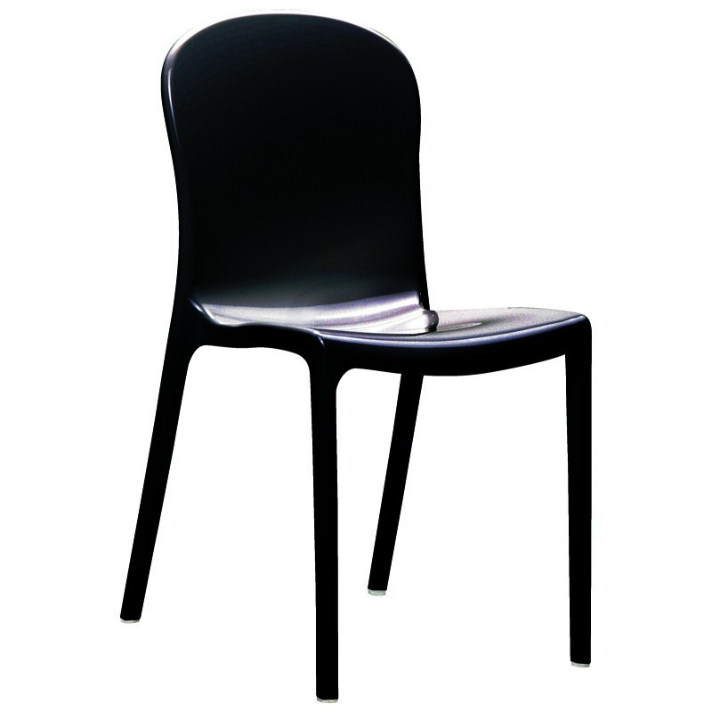 Victoria Glossy Plastic Outdoor Bistro Chair Black