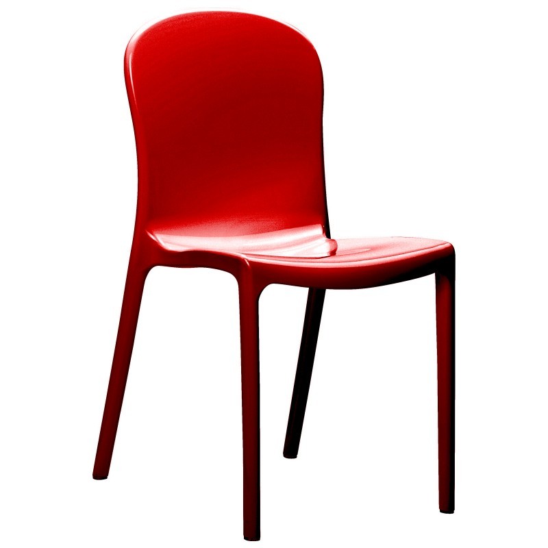 Victoria Glossy Plastic Outdoor Bistro Chair Red