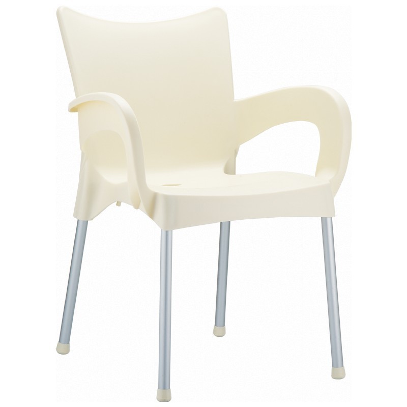 Outdoor Furniture: Dining Chairs: RJ Resin Outdoor Arm Chair Beige