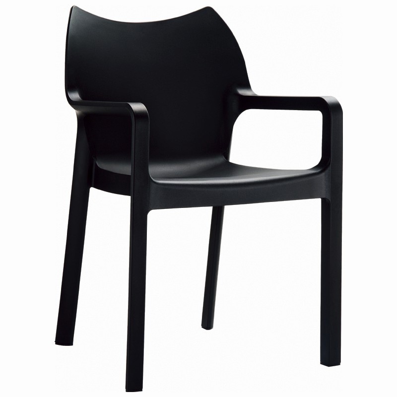 Diva Resin Outdoor Dining Arm Chair Black : Patio Chairs