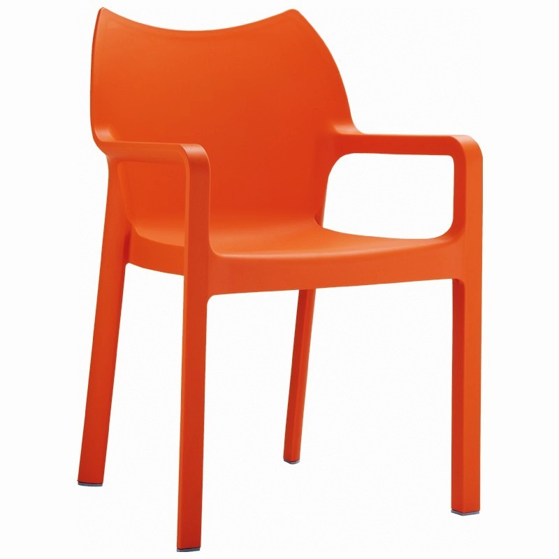 Outdoor Furniture: Outdoor Restaurant Chairs: Diva Resin Outdoor Dining Arm Chair Orange