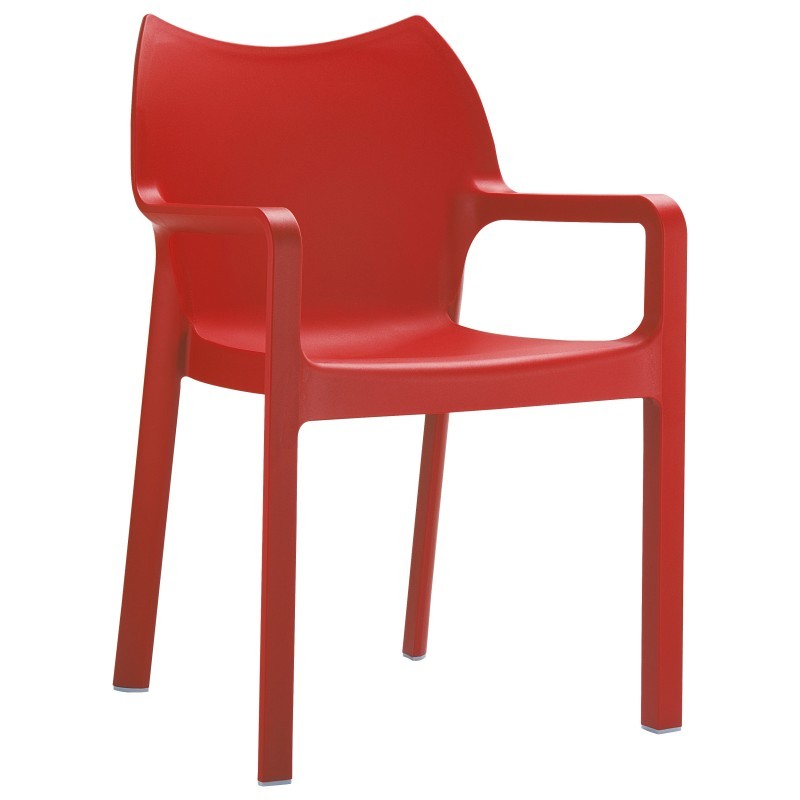 Outdoor Furniture: Outdoor Restaurant Chairs: Diva Resin Outdoor Dining Arm Chair Red
