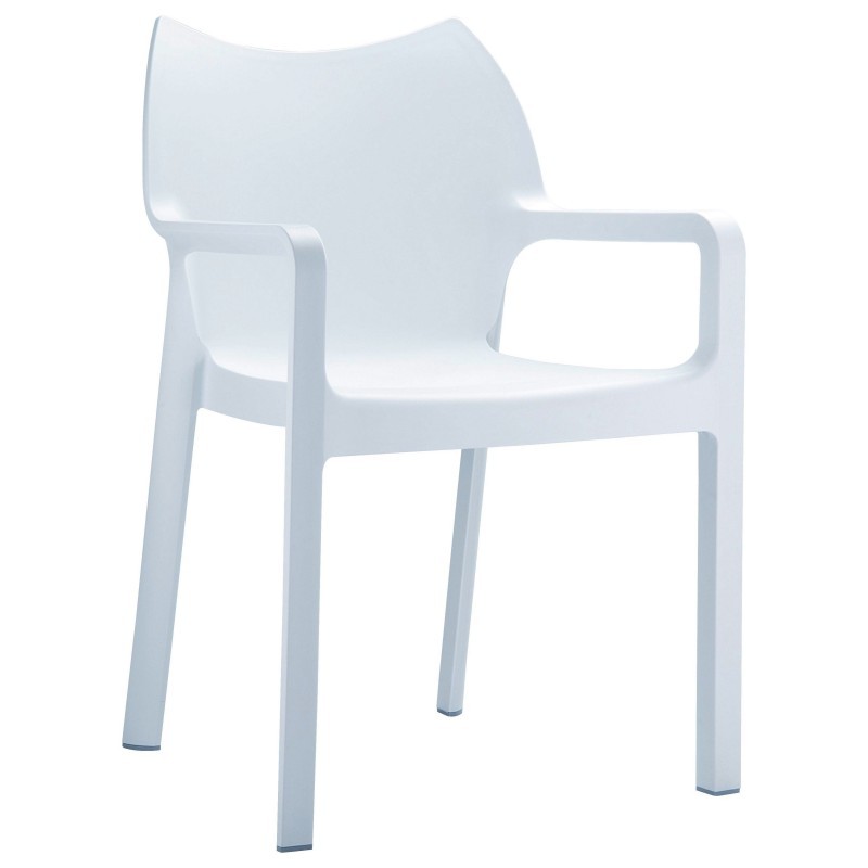 Diva Resin Outdoor Dining Arm Chair White : Patio Chairs