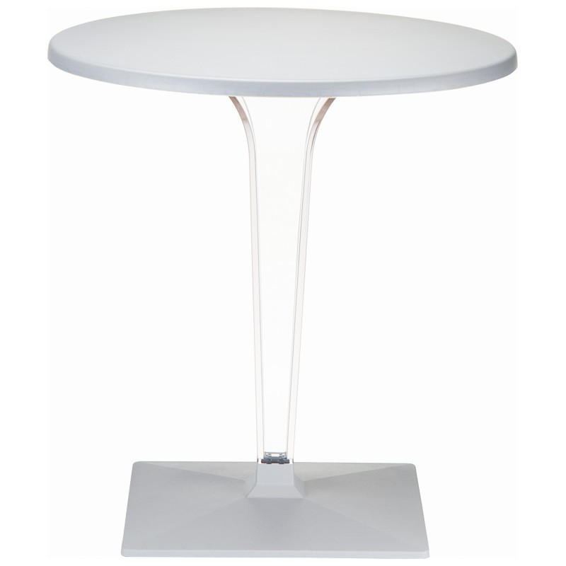 Outdoor Furniture: Round Dining Tables: Ice Round Dining Table Silver Gray Top 24 inch.