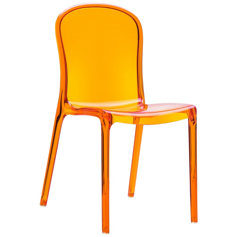 Outdoor Furniture: Stacking Outdoor Chairs: Victoria Clear Plastic Outdoor Bistro Chair Orange