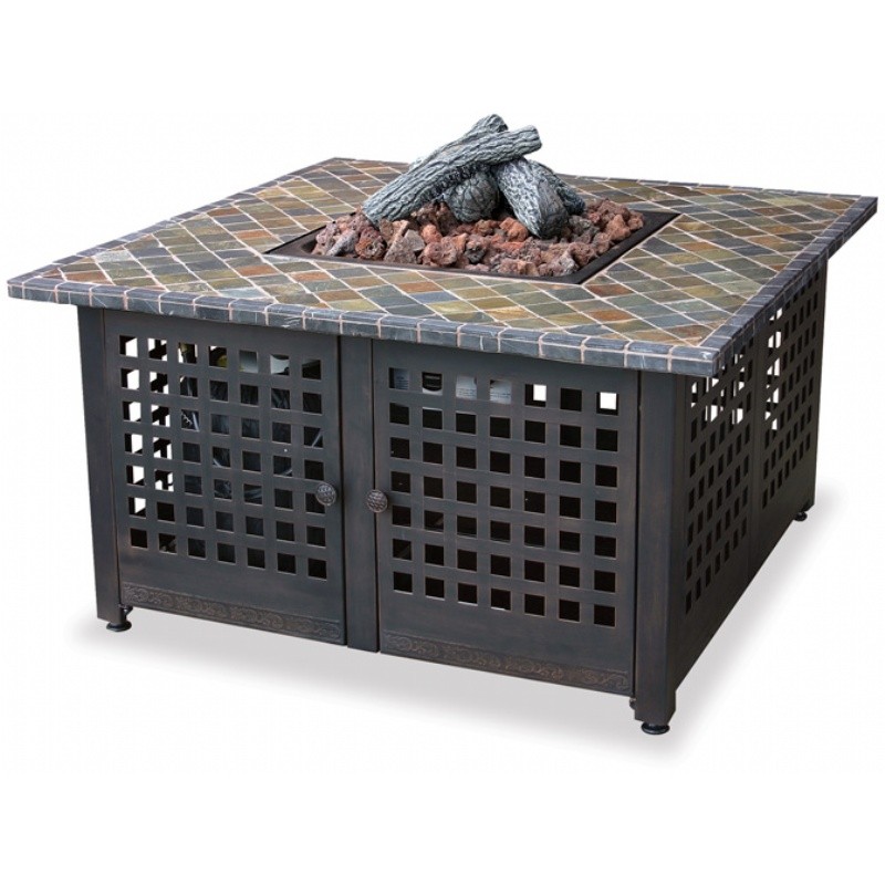 Gas Fire Pit Heater with Slate Mantel