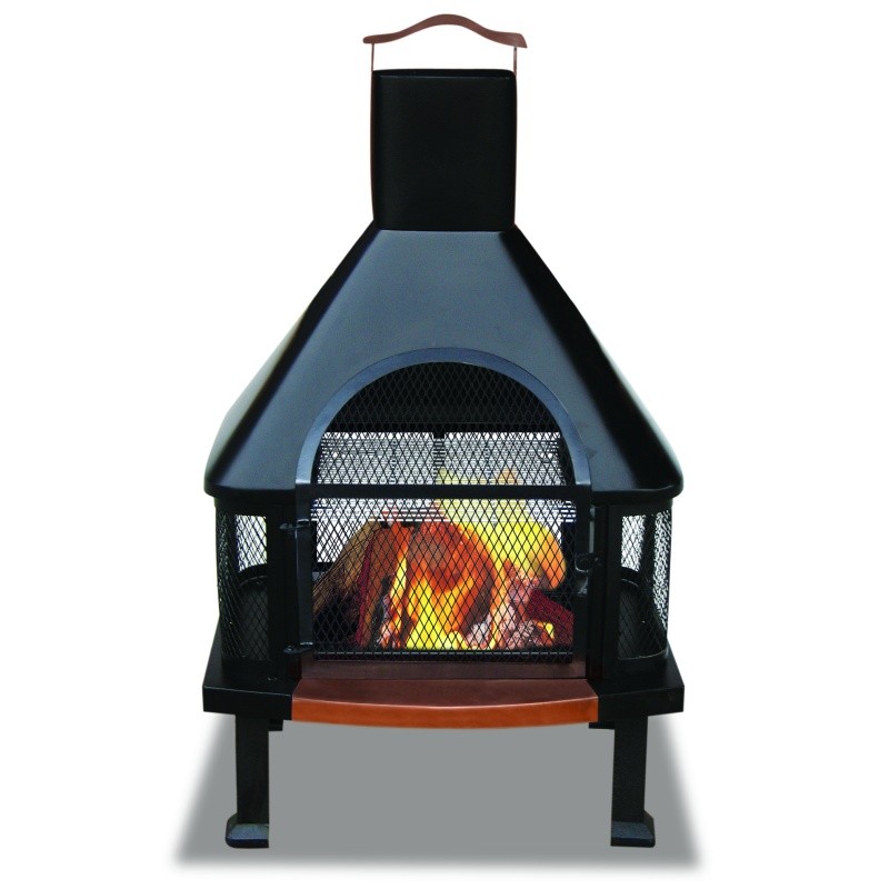 Copper Accented Chimenea Fireplace