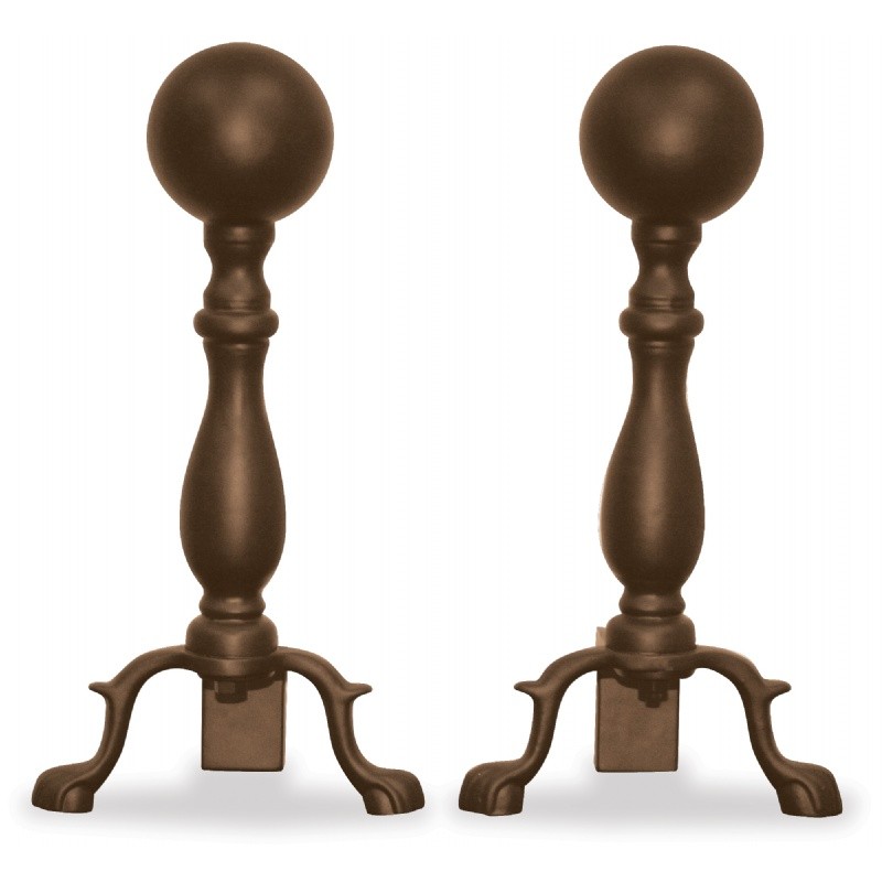 Bronze Ball Andirons : Fire Pits & Fireplaces