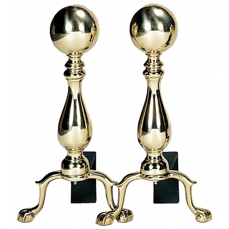 Solid Brass Medium Ball Andiron : Fire Pits & Fireplaces