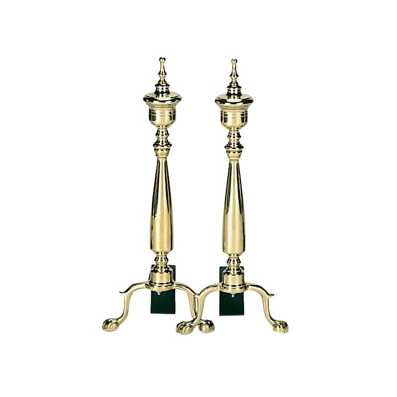 Solid Brass Urn Andirons : Fire Pits & Fireplaces