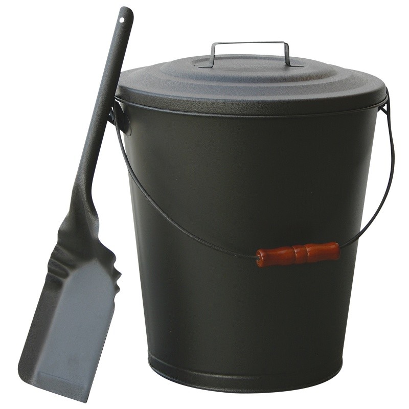 Olde World Iron Finish Ash Bin With Lid And Shovel : Fire Pits & Fireplaces