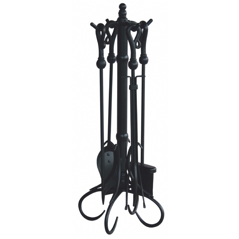 5 Piece Black Fireset With Heavy Crook Handles : Fire Pits & Fireplaces