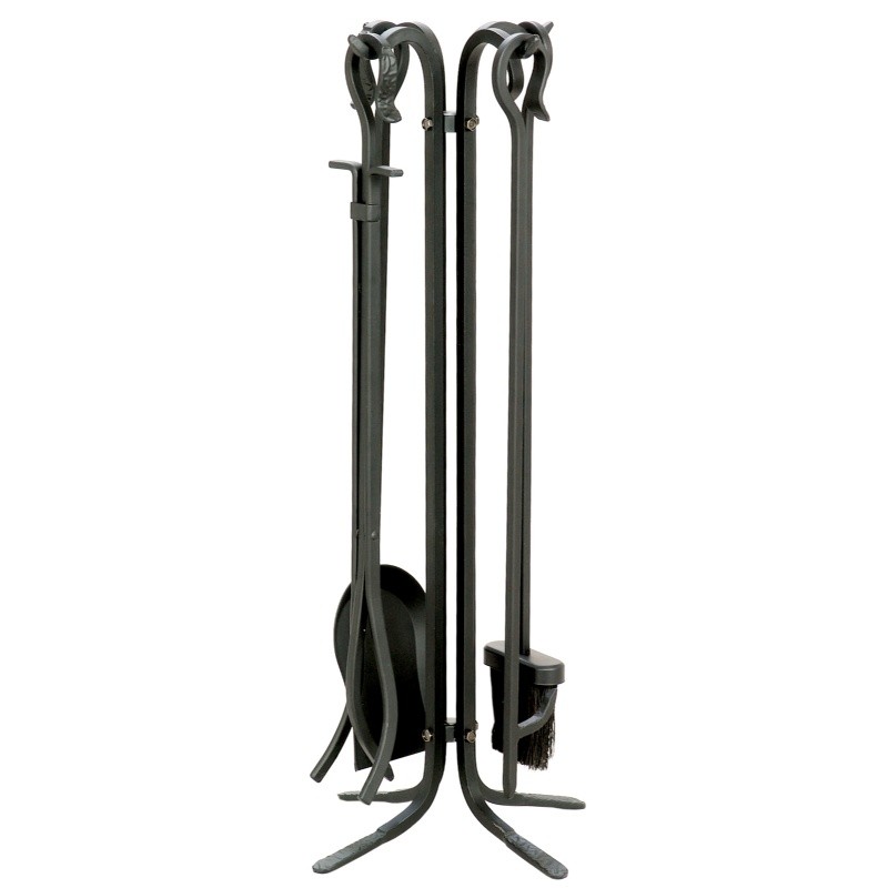 5 Piece Black Wrought Iron Fireset : Fire Pits & Fireplaces
