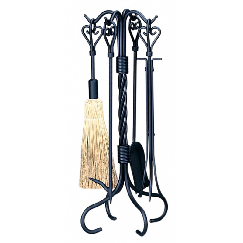 5 Piece Black Heart Twist Design Fireset : Fire Pits & Fireplaces