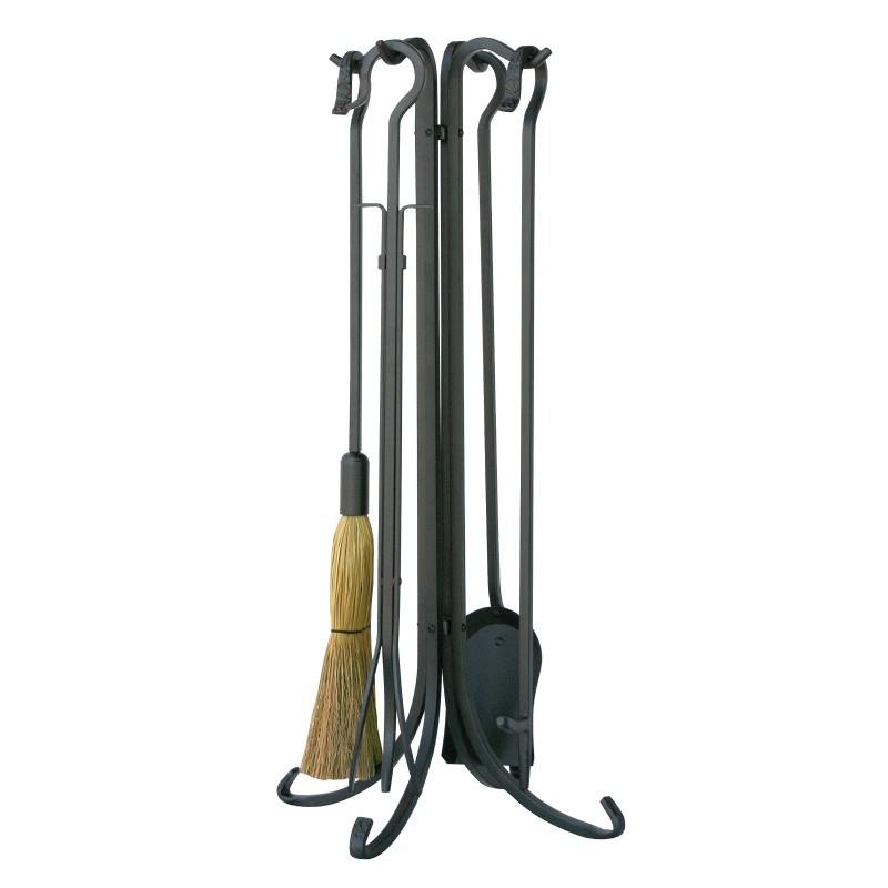 5 Piece Olde World Iron Fireset With Crook Handles : Fire Pits & Fireplaces