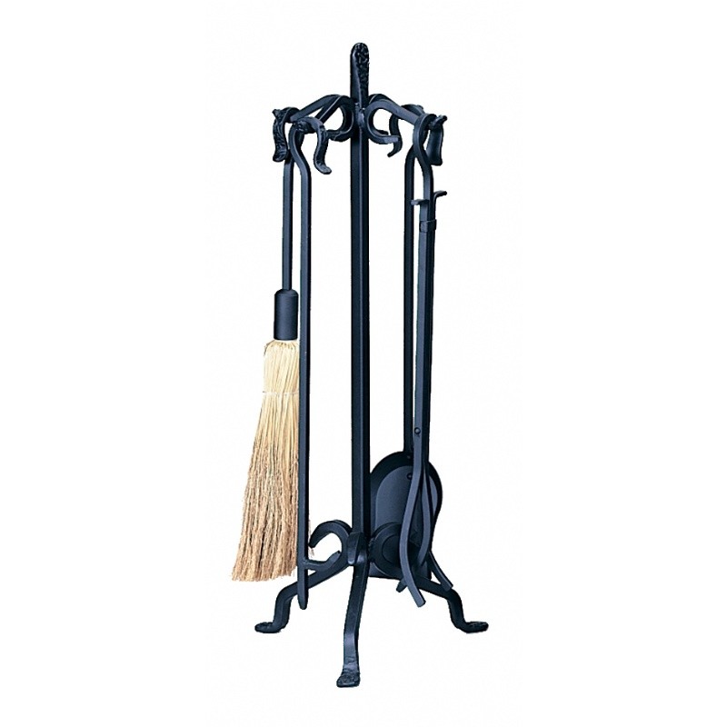 5 Piece Heavy Weight Black W. I. Fireset : Fire Pits & Fireplaces