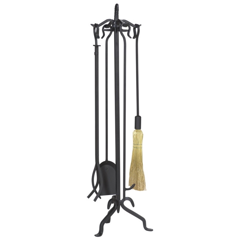 5 Piece Black Wrought Iron Extra Tall Fireset : Fire Pits & Fireplaces