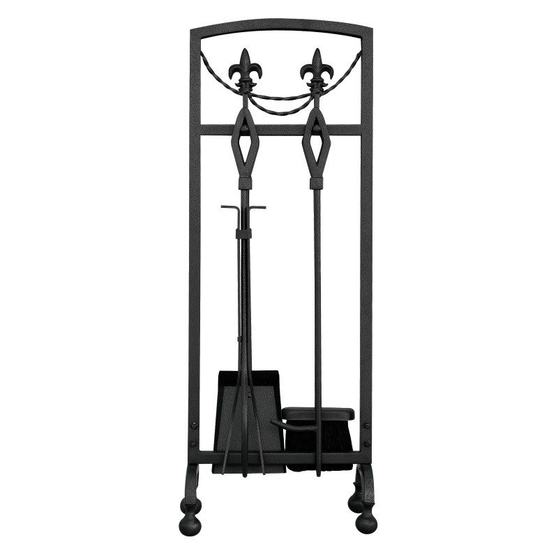 5 Piece Olde World Iron Fleur De Lis Fireset : Fire Pits & Fireplaces