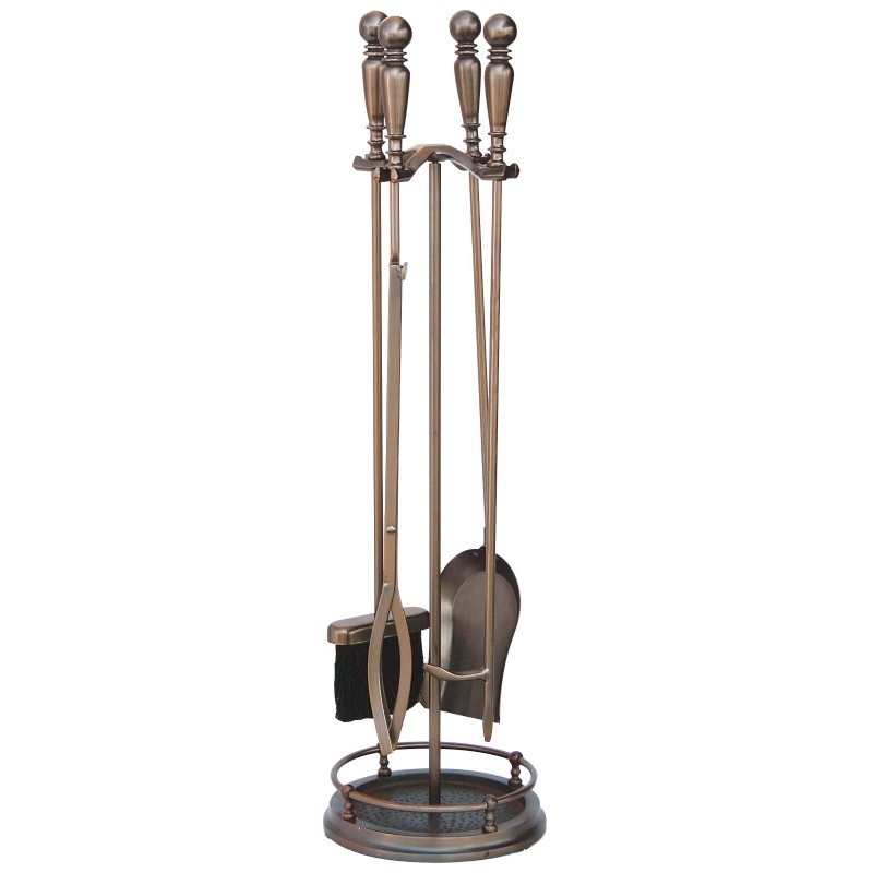 5 Piece Venetian Bronze Fireset With Ball Handles : Fire Pits & Fireplaces