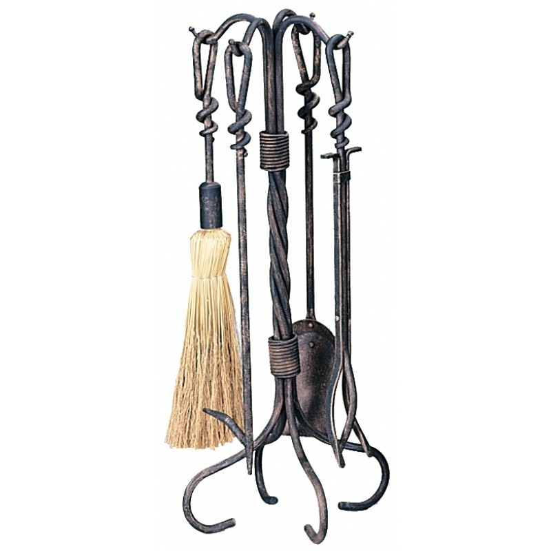 5 Piece Antique Rust Wrought Iron Toolset : Fire Pits & Fireplaces