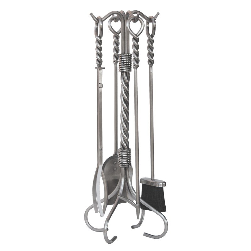 5 Piece Stainless Steel Twist Fireset Indoor - Outdoor : Fire Pits & Fireplaces