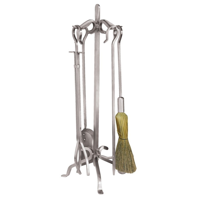 5 Piece Stainless Steel Fireset Indoor / Outdoor : Fire Pits & Fireplaces