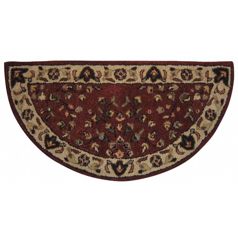 Red With Beige Hand-Tufted 100% Wool Hearth Rug : Fire Pits & Fireplaces