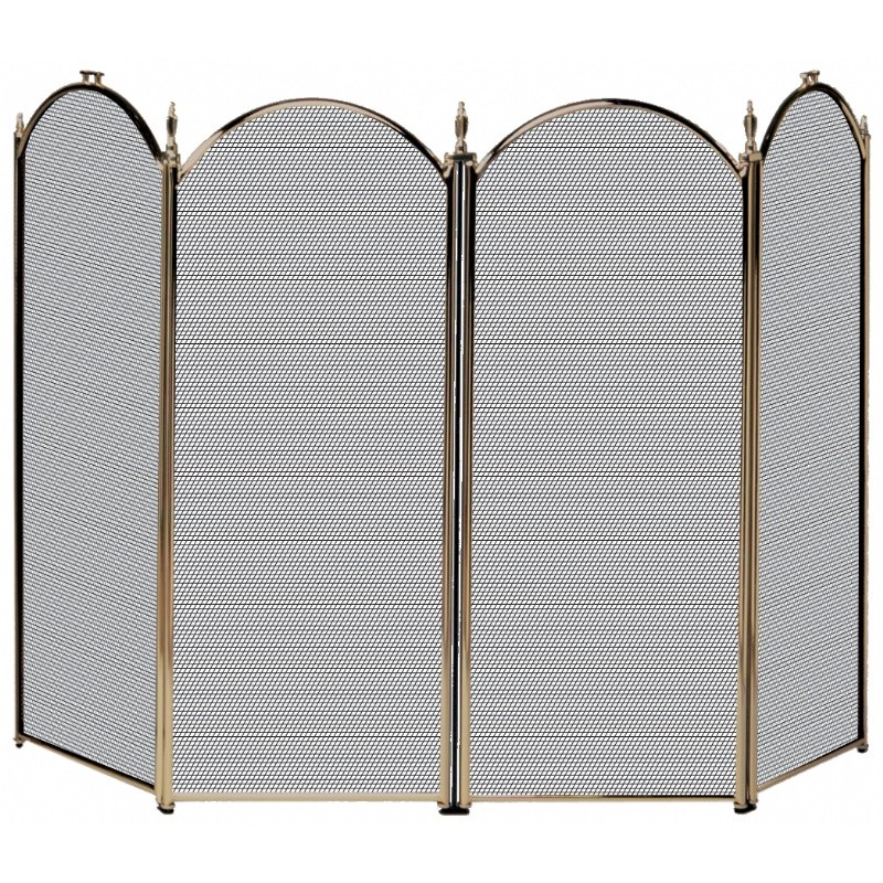 4 Fold Antique Brass Screen (S-4114) : Fire Pits & Fireplaces