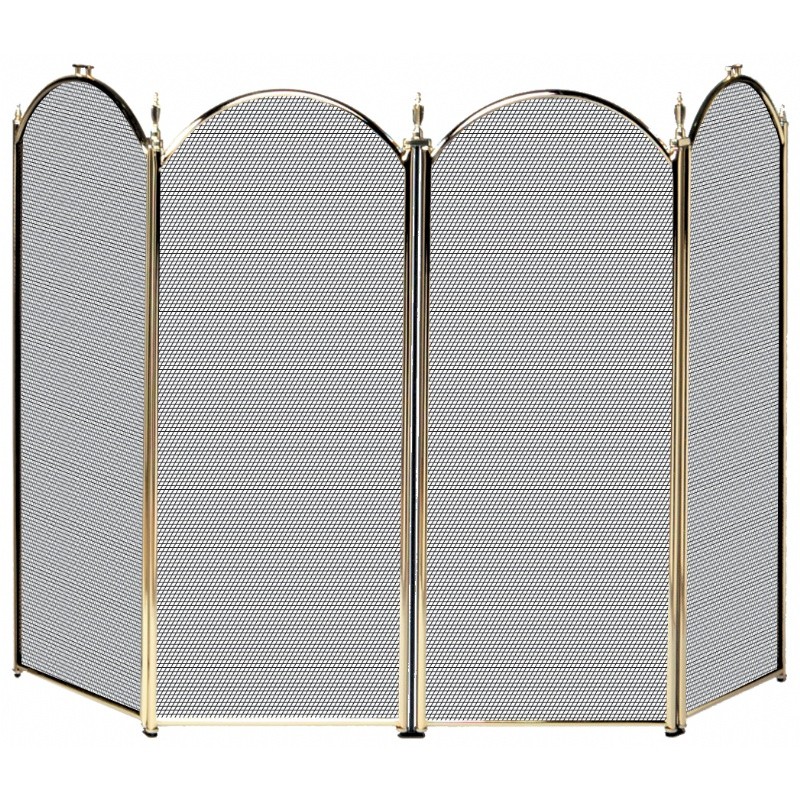 4 Fold Polished Brass Screen (S-2113) : Fire Pits & Fireplaces
