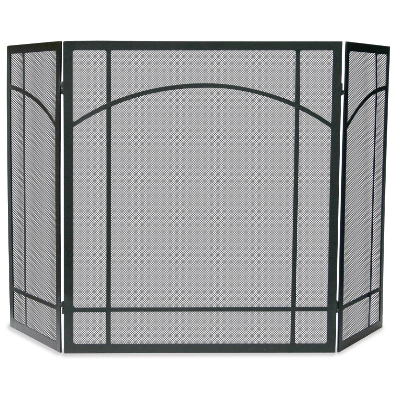 3 Fold Black Wrought Iron Mission Screen : Fire Pits & Fireplaces