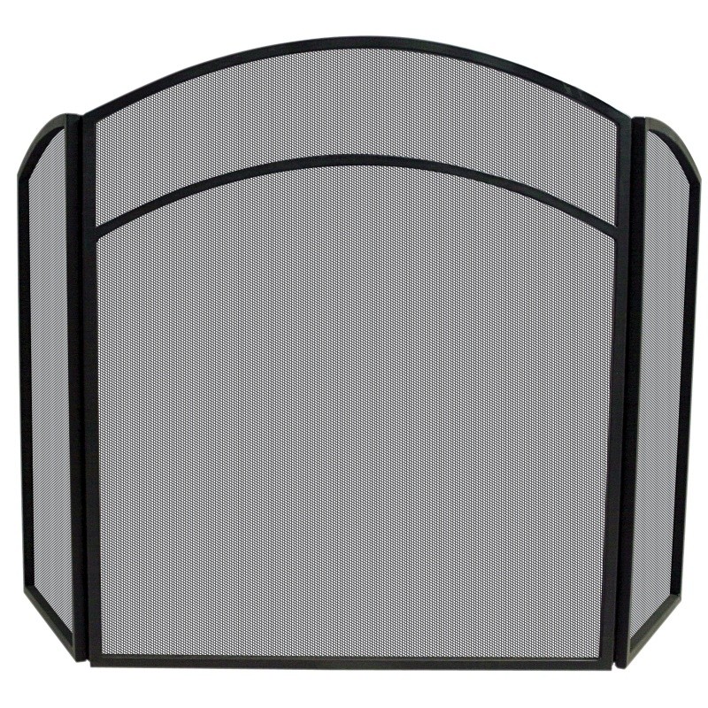 3 Fold Black Wrought Iron Arch Top Screen : Fire Pits & Fireplaces