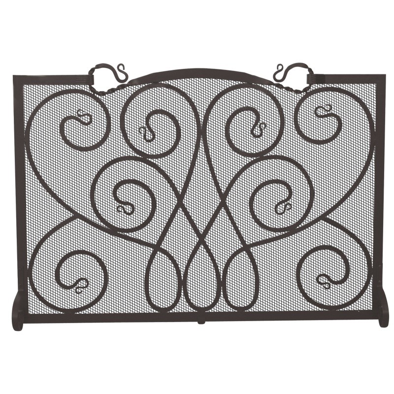 Single Panel Black Wrought Iron Ornate Screen : Fire Pits & Fireplaces