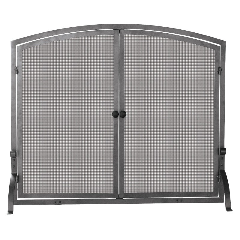 Single Panel Olde World Iron Screen With Doors, Large : Fire Pits & Fireplaces