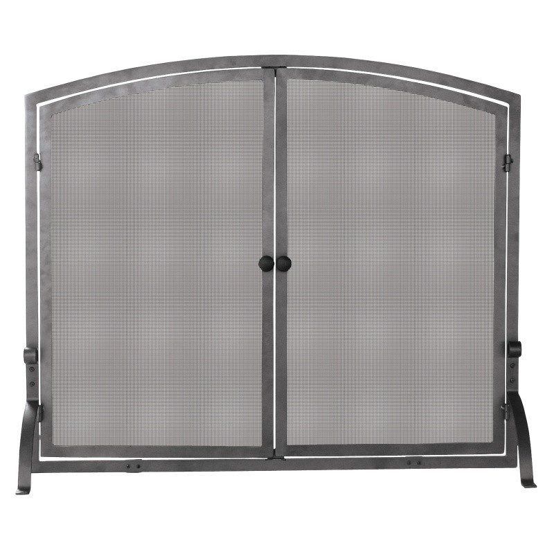 Single Panel Olde World Iron Screen With Doors, Medium : Fire Pits & Fireplaces