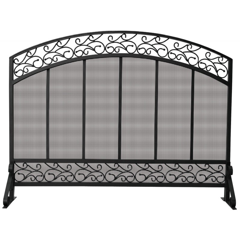 Single Panel Black Screen With Hammer Copper Top Trim : Fire Pits & Fireplaces