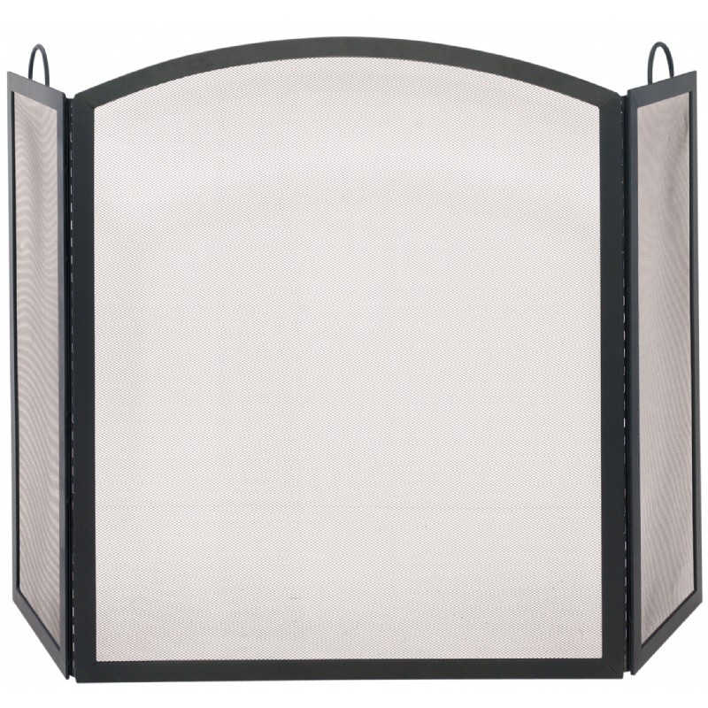3 Fold Black Wrought Iron Arch Top Medium Screen : Fire Pits & Fireplaces