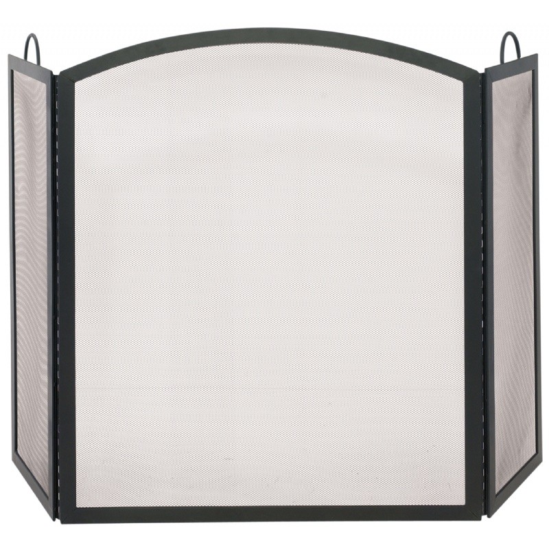 3 Fold Black Wrought Iron Arch Top Large Screen : Fire Pits & Fireplaces