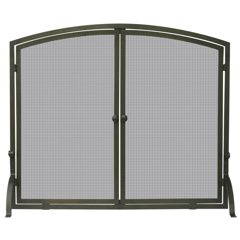 Single Panel Bronze Finish Screen With Doors : Fire Pits & Fireplaces