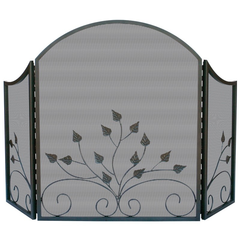 3 Fold Arch Top Graphite Screen W / Leaves : Fire Pits & Fireplaces