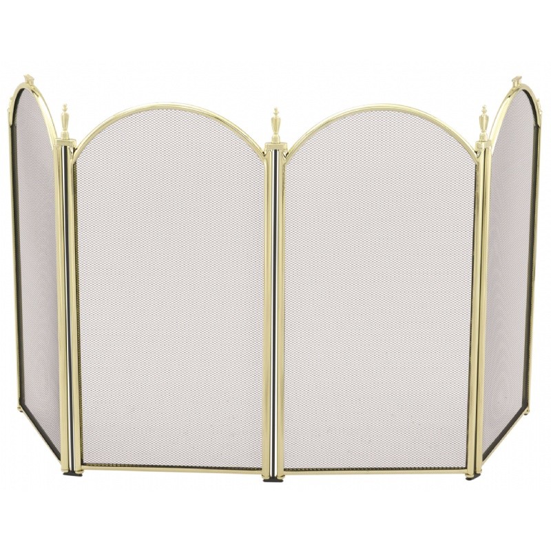 4 Fold 25"H Mini Polished Brass Screen : Fire Pits & Fireplaces
