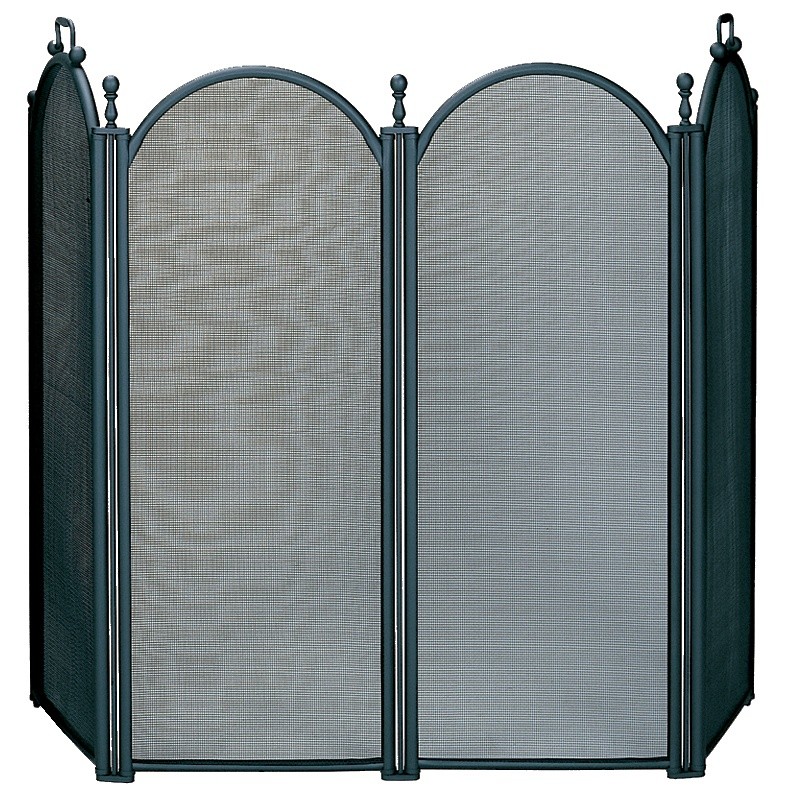 4 Fold Large Diameter Black Screen With Woven Mesh : Fire Pits & Fireplaces
