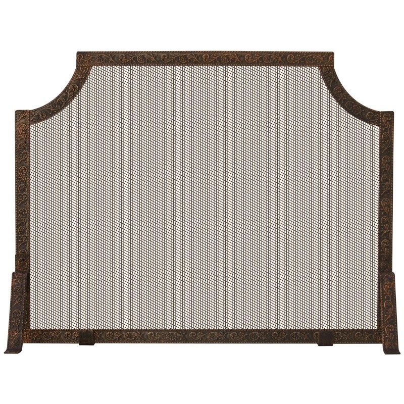 Single Panel Antique Copper Patine Embossed Screen : Fire Pits & Fireplaces