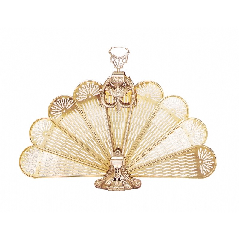 Polished Brass Ornate Fan Screen, Medium : Fire Pits & Fireplaces