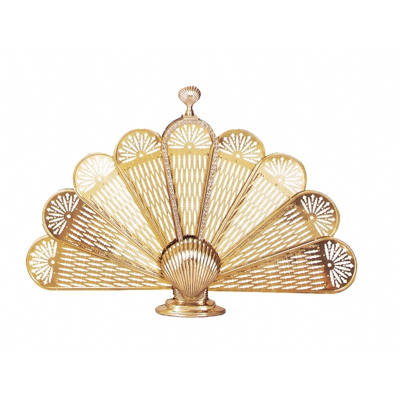 Polished Brass Shell Fan Screen, Medium : Fire Pits & Fireplaces